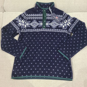 NEW Vineyard Vines Boys Fairisle Fleece Pullover Kids Large Size 16 Quarter Snap